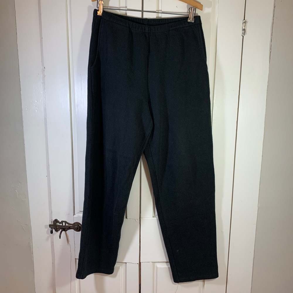 FH Clothing Co Black Ribbed Knit Lounge Pants Women Large 100% Cotton Vermont
